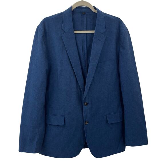J Crew Men’s 44R Ludlow Slim Fit Unstructured Suit Jacket Cotton Linen Navy Blue - Picture 2 of 10